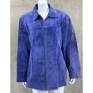 Bernardo Collection Jacket Womens 1X Purple Suede Leather Zip Outdoors Country